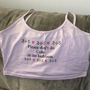 Purple slogan tank top